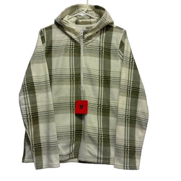 Womens Size Medium Plaid Fleece Hoodie Jacket With Zip-Up Closure & Front Pocket - Picture 2 of 12